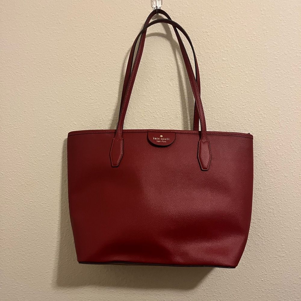 Kate Spade Lori Leather Tote Bag Purse Red Large - Picture 2 of 5